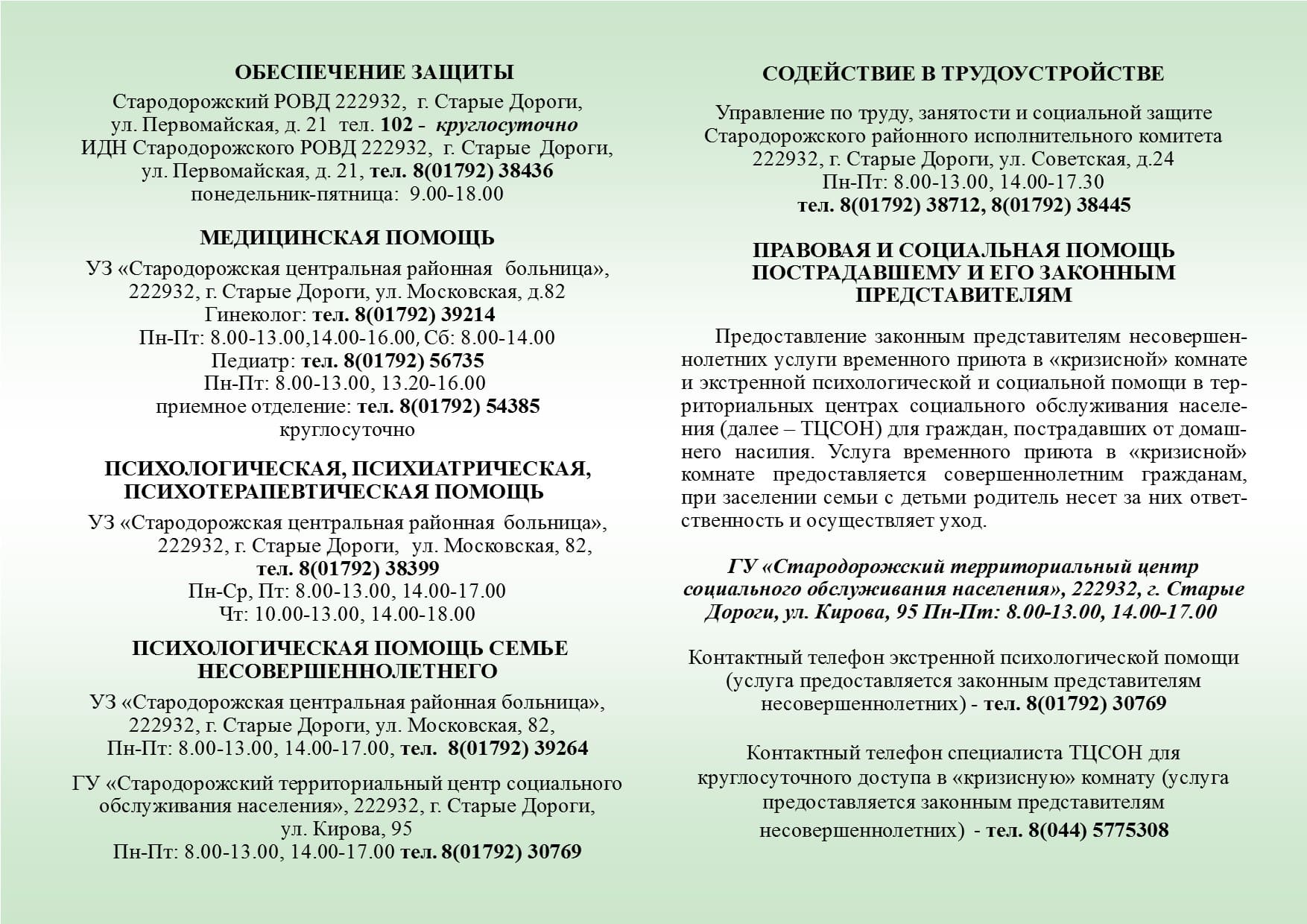 Региональная карта, Стародорожский район 1